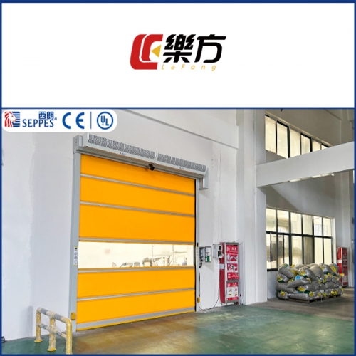 乐方食品车间通道安装快速门与风幕机联动