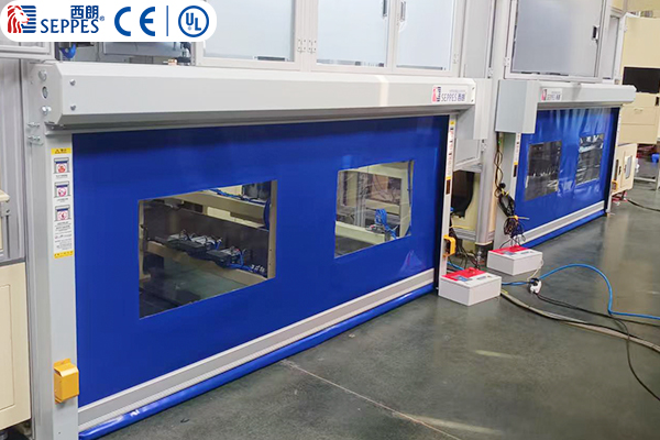 惠州志合砺行安装快速门与AGV联动