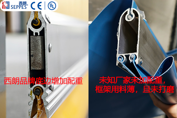 西朗品牌快速门底边增加配重