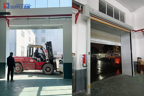 湖州复振纺织车间通道口安装快速门