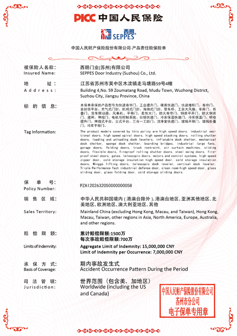 1500万人民保险承保保单